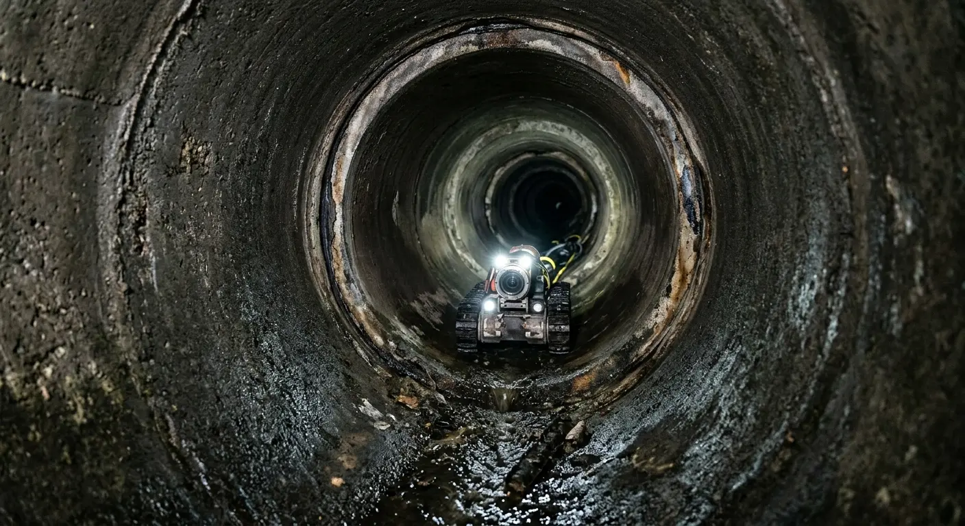 Robotic sewer camera inspecting pipe interior for Sewer Line Repair in Rancho Cucamonga